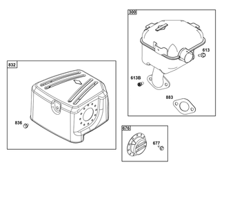 Exhaust Group Diagram and Parts List for 19L232-0006-H5 100000 - 19Z999 Briggs and Stratton Engine